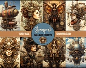 STEAMPUNK Collage Sheets DIGITAL Steampunk Ephemera Pack Steampunk Junk Journal Pages Steampunk Scrapbook Supplies Steampunk Printables