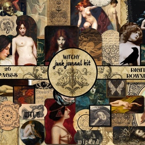 Vintage Witchy Junk Journal Kit Printable Witch Ephemera Pack Book of Shadows Gothic Scrapbook Supplies DIGITAL Grimoire Pages Vintage Pages