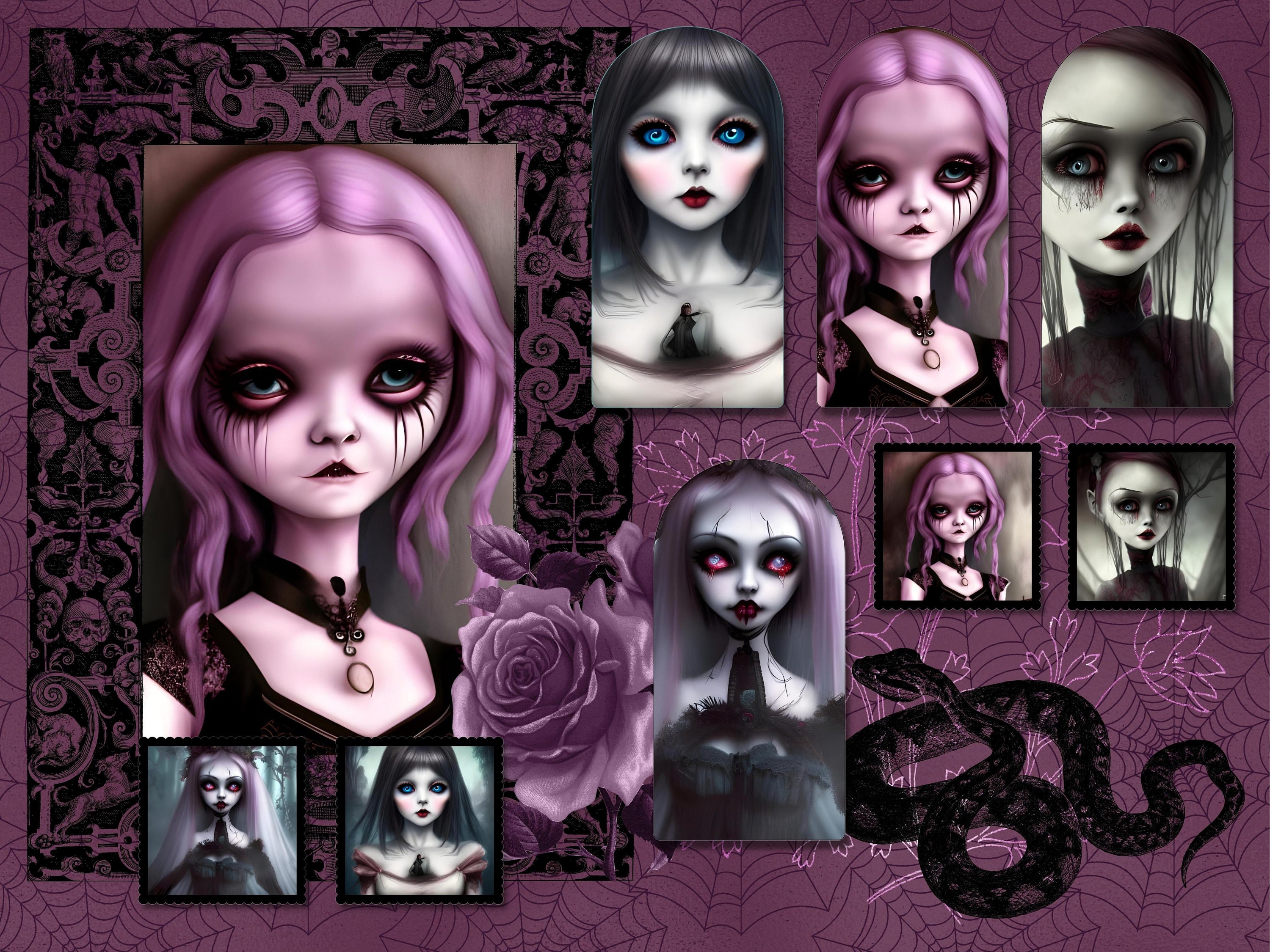Creepy Haunted Dolls Junk Journal Pages PRINTABLE Gothic Dolls Ephemera ...