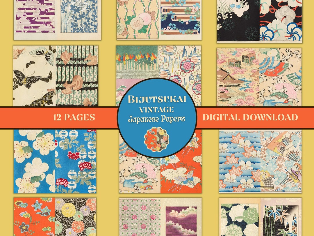 Vintage Bijutsukai DIGITAL Japanese Papers Asian Junk Journal Pages