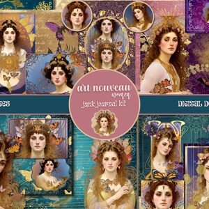 Art Nouveau Women Junk Journal Kit PRINTABLE Art Nouveau Ephemera Pack Collage Sheets Art Nouveau Scrapbook Supplies Junk Journal Pages