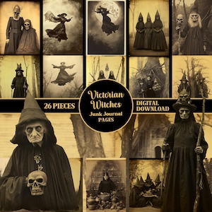 Victorian Witches Junk Journal Kit PRINTABLE Vintage Oddities Photos Creepy Ephemera Pack Dark Academia Horror Junk Journal Pages Spooky Set