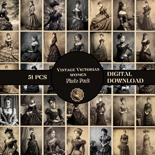 Victorian Women Photo Pack PRINTABLE Vintage Junk Journal Ephemera Pack Victorian Scrapbook Supplies Vintage Photo Pack Victorian PNG ATC