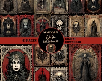 MACABRE Gothic Junk Journal Kit Eerie Junkjournaling Ephemera Witchy Scrapbook Supplies Wiccan Collage Sheets Dark Horror Images PRINTABLE