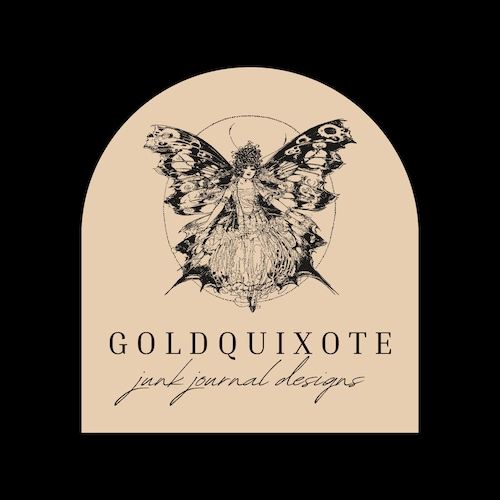 アンティークブルーのジャンクジャーナルページ、ヴィンテージ