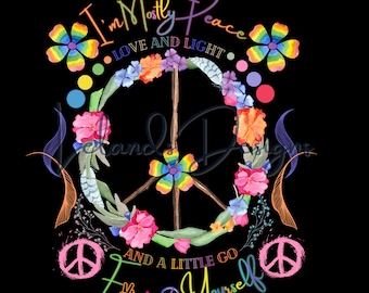 Frieden Liebe und Licht PNG | Aquarell Hippie Kunst | Blumen Hippie Clipart | Lustiger Hippie Print | Sublimationsdesign | Digitaler Download