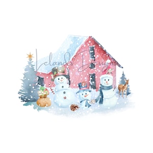 Frosty Family Christmas Digital Download | Family Christmas PNG | Christmas on the Farm Art | Holiday Snowman Sublimation | Snowman Clipart