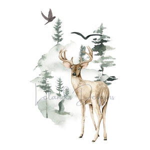 Woodland Deer PNG & SVG | Watercolor Deer | Forest Clipart | Buck Print | Deer png | Sublimation Design | Digital Download