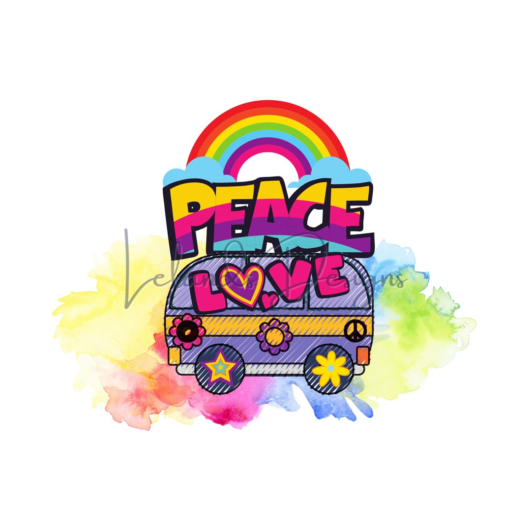 Hippie Music Van Peace Sign Pattern Print Premium Backpack
