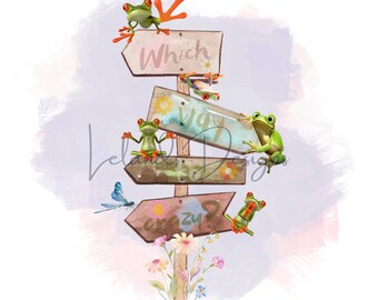 What Way to Crazy Digital Art Download | Lustige Frösche PNG | Coole Hippie Frösche Clipart | Frösche Sublimation Design | Digitaler Download