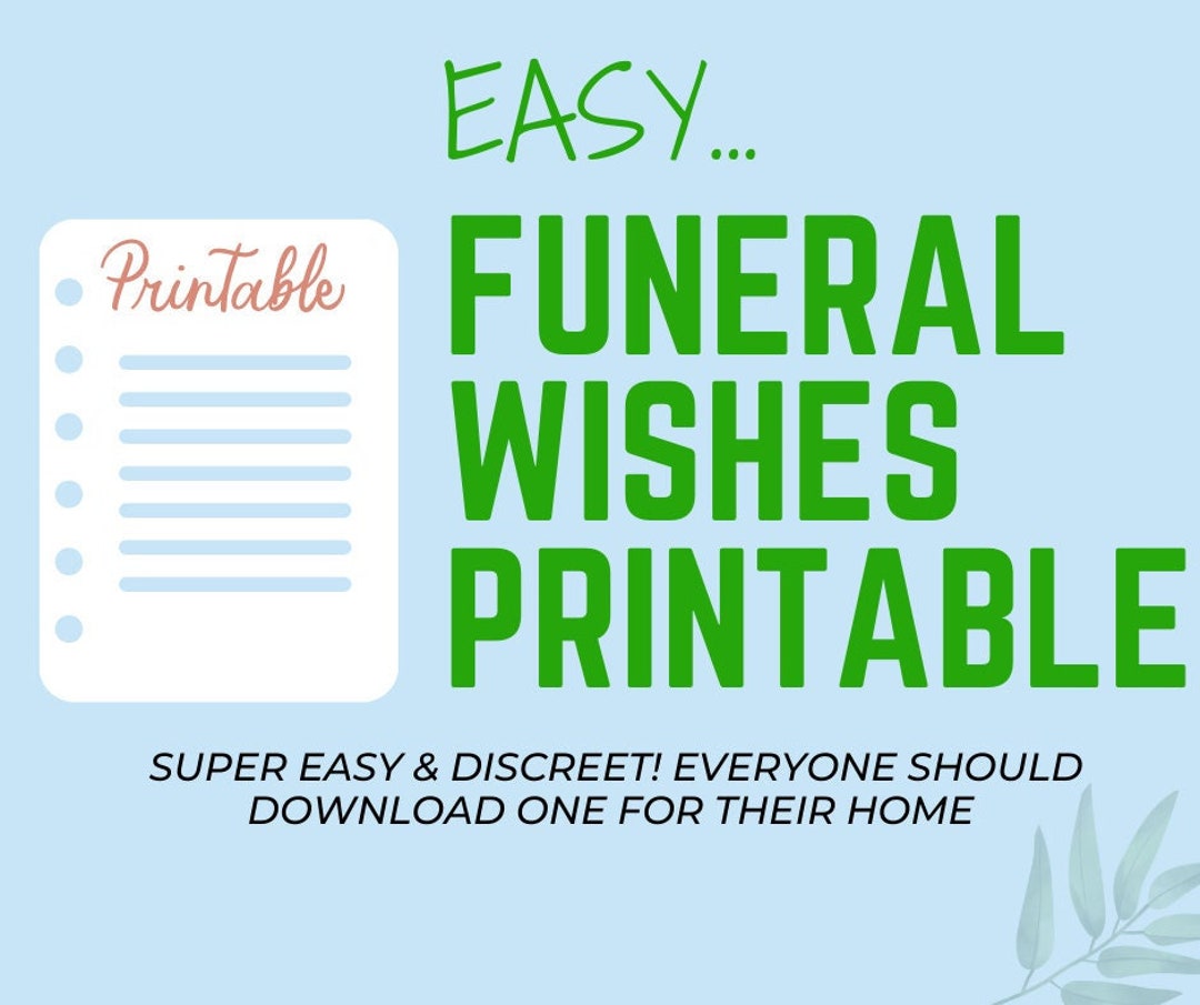 Funeral Wishes Printable Etsy Funeral Wishes Printable Etsy