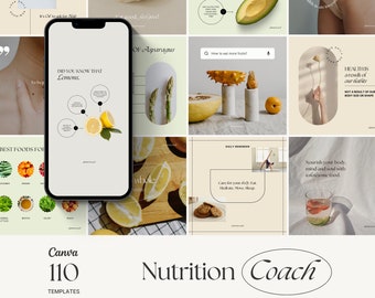 Nutrition Coach Instagram Templates, Nutritionist social media post, Nutrition facts Canva template, Health and Wellness Coach Instagram