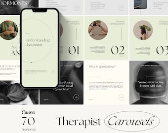 Mental health instagram templates, Therapist social media templates, Psychology canva templates, Instagram carousels, Counselling posts