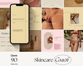 Skincare Instagram Coach Post Templates, Aesthetic Skincare Canva Instagram Templates, Esthetician Instagram, Beauty Social Media Business