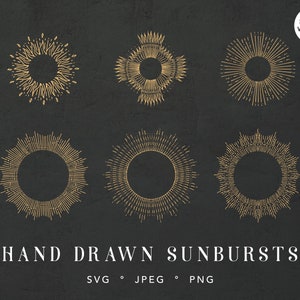 Sunburst png, Sunburst clipart svg, Sun ray svg, Vintage Sunbursts, Circles Starbursts round clip art, Sun svg, Sunburst logo, SVG Cut File