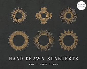 Sunburst png, Sunburst clipart svg, Sun ray svg, Vintage Sunbursts, Circles Starbursts round clip art, Sun svg, Sunburst logo, SVG Cut File