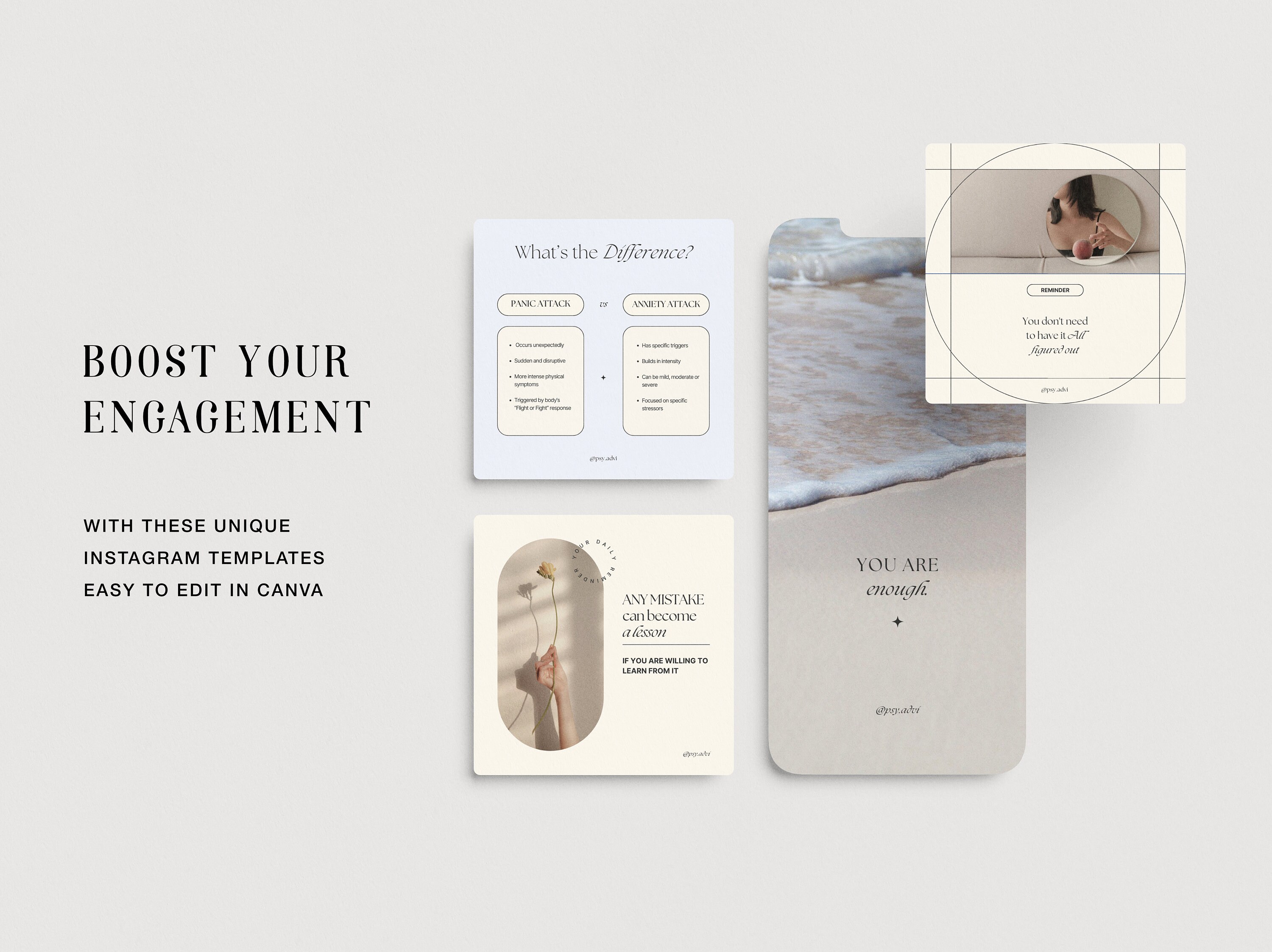 Mental Health Instagram Templates, Counselling Canva Templates ...