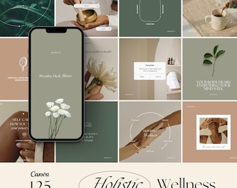 Health and Wellness Coach Instagram Templates, Holistic Wellness Canva Instagram Posts, Social Media Templates for Wellbeing Coaches