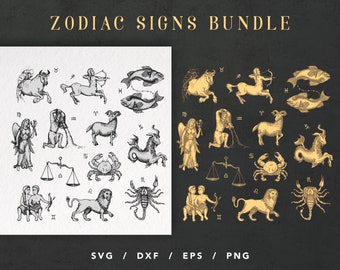 Zodiac signs, Horoscope signs, Astrology symbols, Constellation zodiac, Celestial svg, Scorpio gifts, Files for Cricut, Printables, clipart