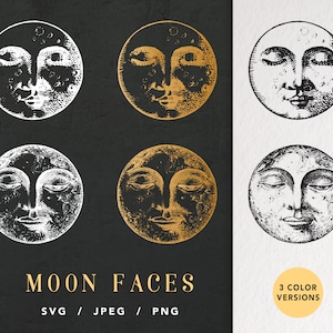 Moon SVG, Celestial Svg, Moon face, moonface, File for Cricut, Mystical Moon Svg, Moon print, Instant Download, Files For Cricut, moon phase