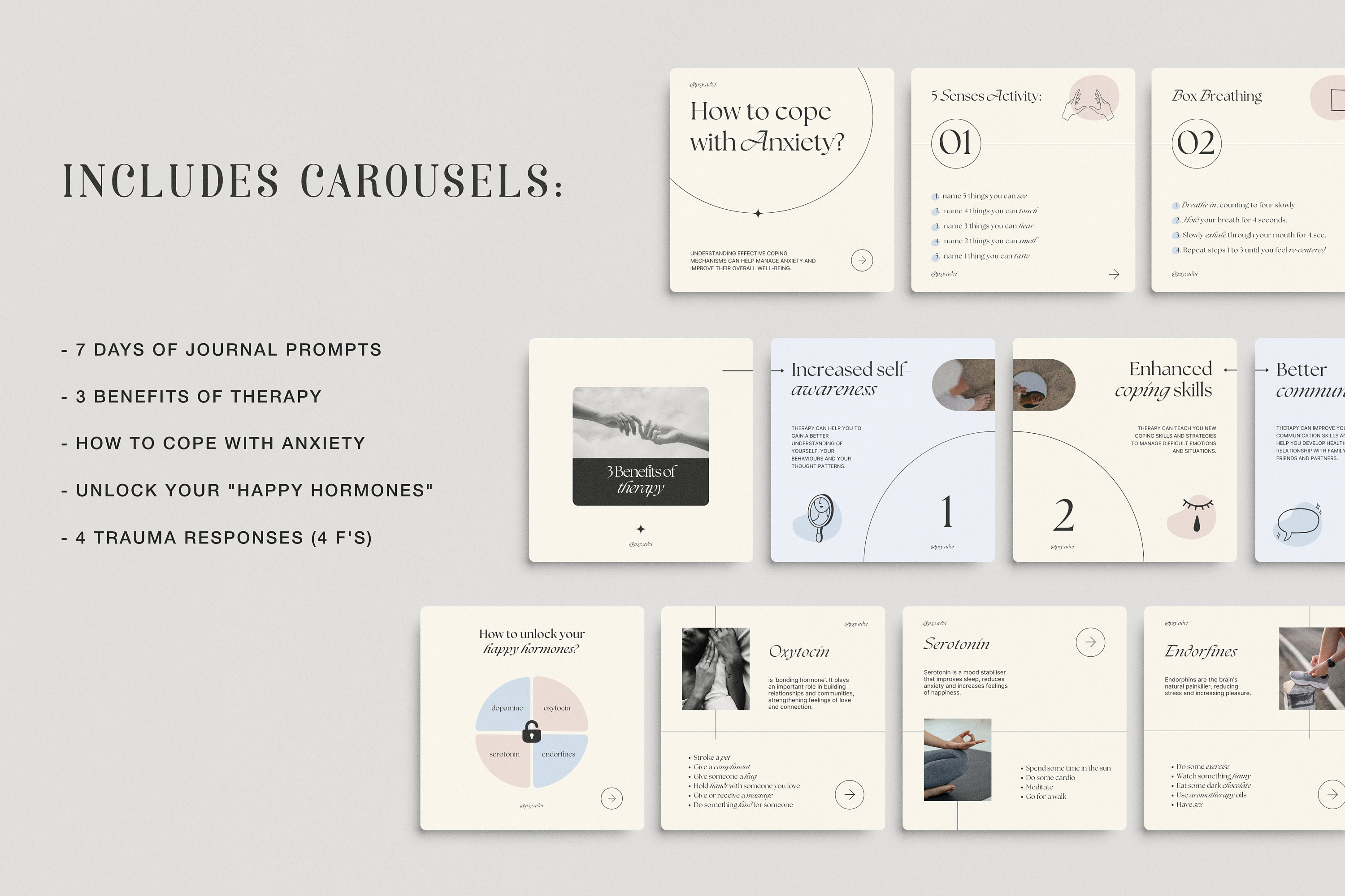Mental Health Instagram Templates, Counselling Canva Templates ...