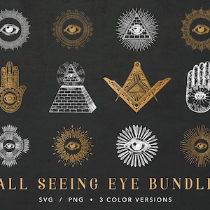 All seeing eye svg, Evil Eye Bundle svg, Illuminati Symbol, Eye svg, Hamsa SVG, Mason svg, Eye of Providence, Files For Cricut, silhouette