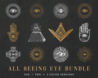 All seeing eye svg, Evil Eye Bundle svg, Illuminati Symbol, Eye svg, Hamsa SVG, Mason svg, Eye of Providence, Files For Cricut, silhouette