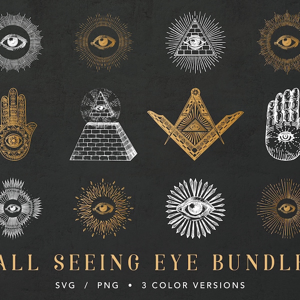 All seeing eye svg, Evil Eye Bundle svg, Illuminati Symbol, Eye svg, Hamsa SVG, Mason svg, Eye of Providence, Files For Cricut, silhouette