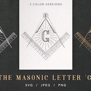 SVG maçônico, símbolo maçônico SVG Cricut, letra G, logotipo maçônico, esquadro e compasso, silhueta, camiseta svg com emblema da loja maçônica