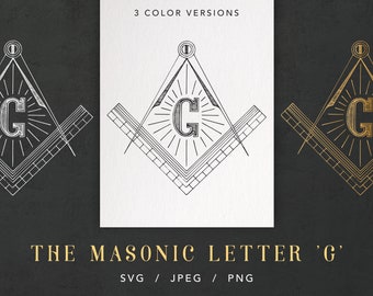 Masónico svg, Freemason Symbol SVG Cricut, letra G, Freemason Logo, mason square & compass, Silhouette, Freemason lodge emblem svg t-shirt
