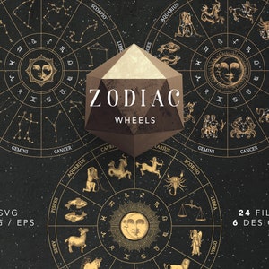 Zodiaco SVG, ruota dello zodiaco SVG, clipart costellazioni della ruota astrologica, ruota dell'anno, mappa celeste, cerchio dell'oroscopo, zodiaco PNG