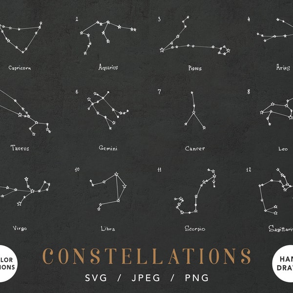 Constellations png | Constellation svg | Zodiac constellation cricut file |  Zodiac signs png | Constellations drawing | Constellation map