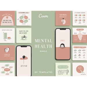 Mental Health Instagram Templates, Therapy Canva Templates, Counselor IG stories, Psychologist ig post, Counseling social media, Psychology