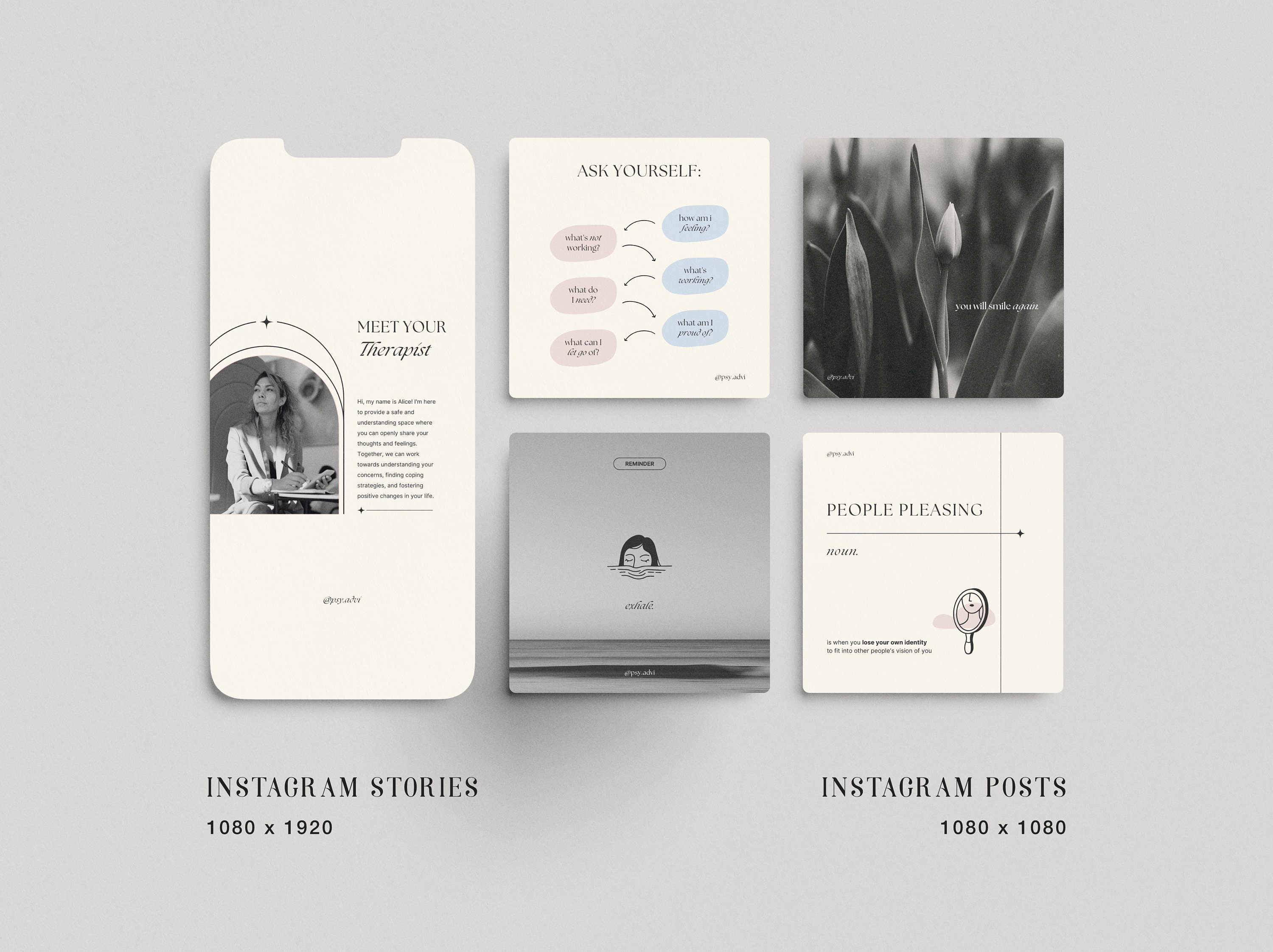 Mental Health Instagram Templates, Counselling Canva Templates ...