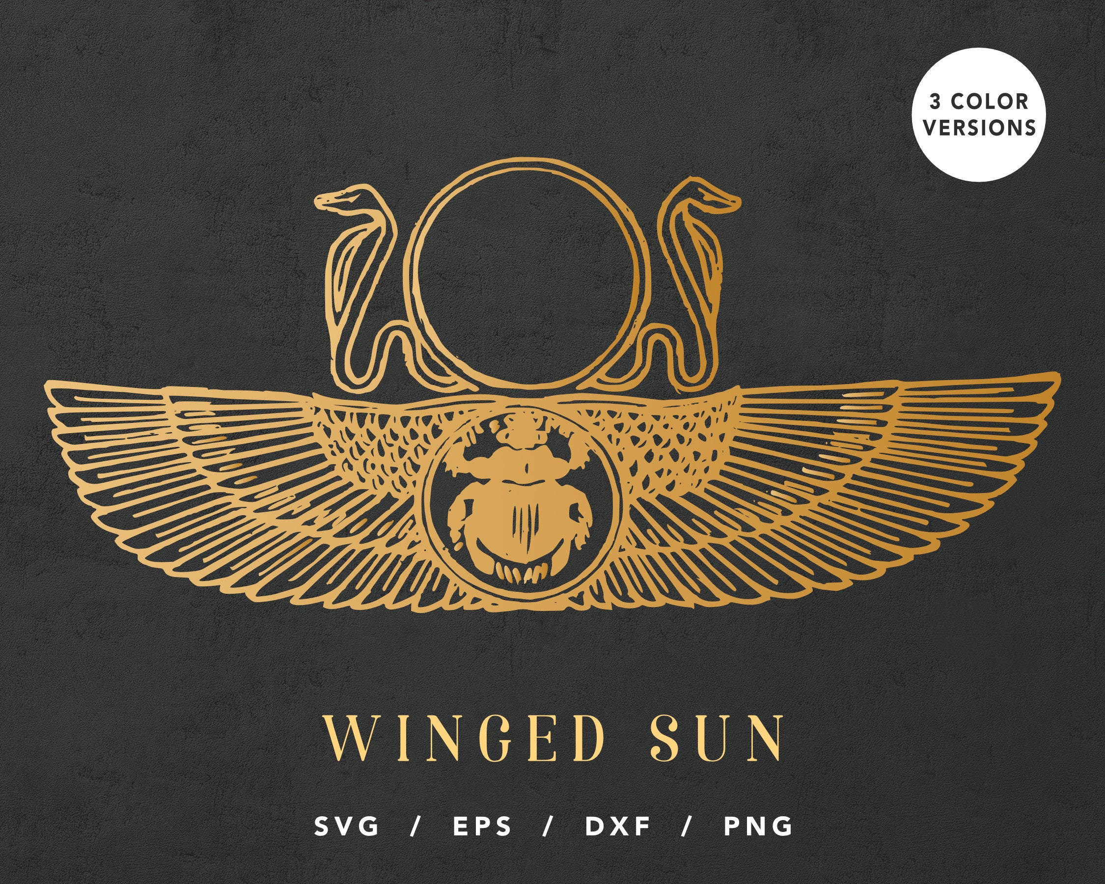 Winged Sun Disc Svg Sun With Wings Egyptian Outspread Falcon Etsy