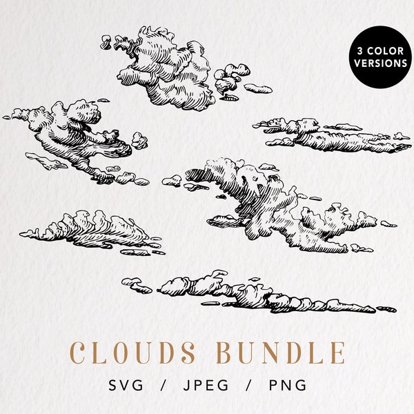 Clouds png | Cloud bundle svg | Cloud clipart | Clouds SVG | Fluffy Cloud svg | Cloud Print svg | Cloud bundle Png | Sky svg | Cloud Cricut