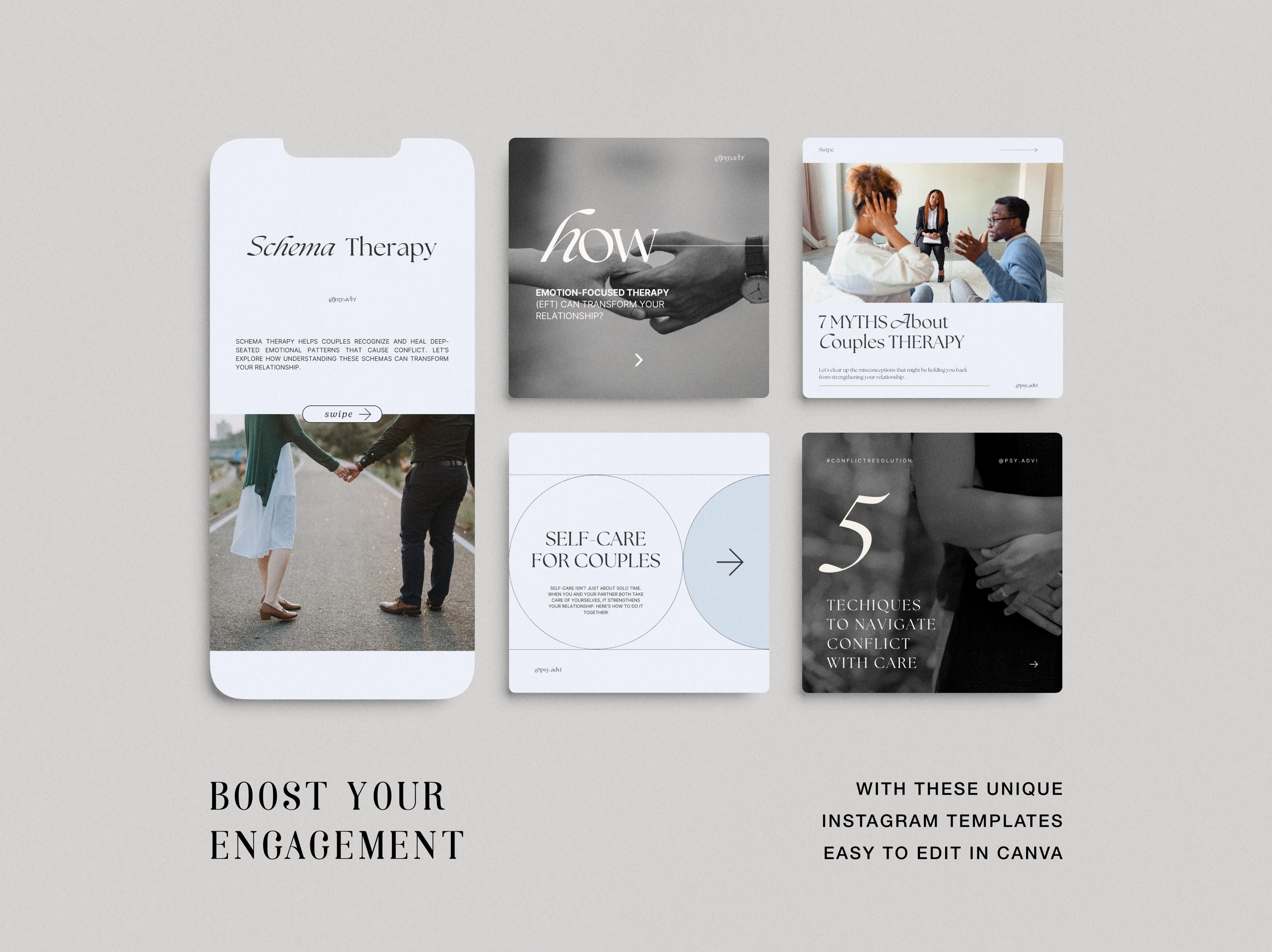 Mental Health Instagram Templates | Editable Canva Carousel Posts for ...