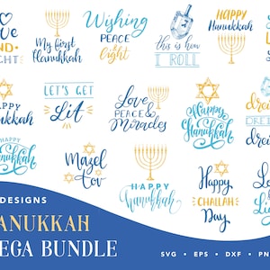 Happy Hanukkah, Hanukkah SVG bundle, Hanukkah clipart, chanukah, dreidel svg png, menorah, décor de chanukah, happy chanukkah, Files for Cricut