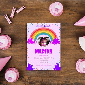 Rainbow Girls Birthday Party Picture Invitation