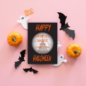Halloween Party Invitation Black Orange Printable Instant Digital Download zdjęcie 1