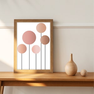 Mid Century Flowers Boho Poster Modern Minimal Printable Wall Decor Art Instant DIGITAL DOWNLOAD