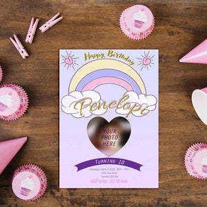 Rainbow Girls Birthday Party Picture Invitation