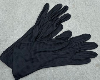 Paire de gants femme KAYSER côtelés noirs vintage Mid-Century Taille 7 Longueur moyenne