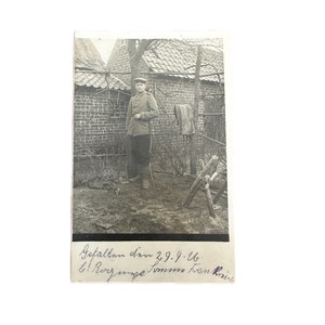 Antique 1916 RPPC Real Photo Postcard German Soldier in Uniform WWI September