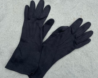 Paire de gants pour femme KAYSER noirs vintage Mid-Century Taille 7 Longueur moyenne