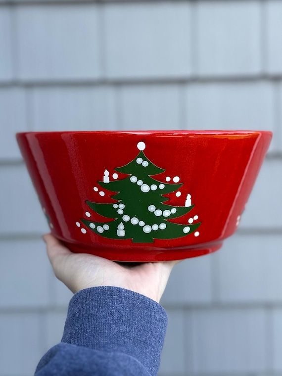 Vintage 1970s Waechtersbach Germany Glazed Ceramic Red Christmas