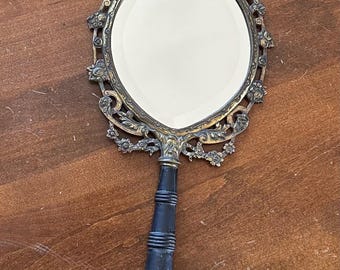 RARE 19th Century Antique Victorian Brass & Black Ebony Wood