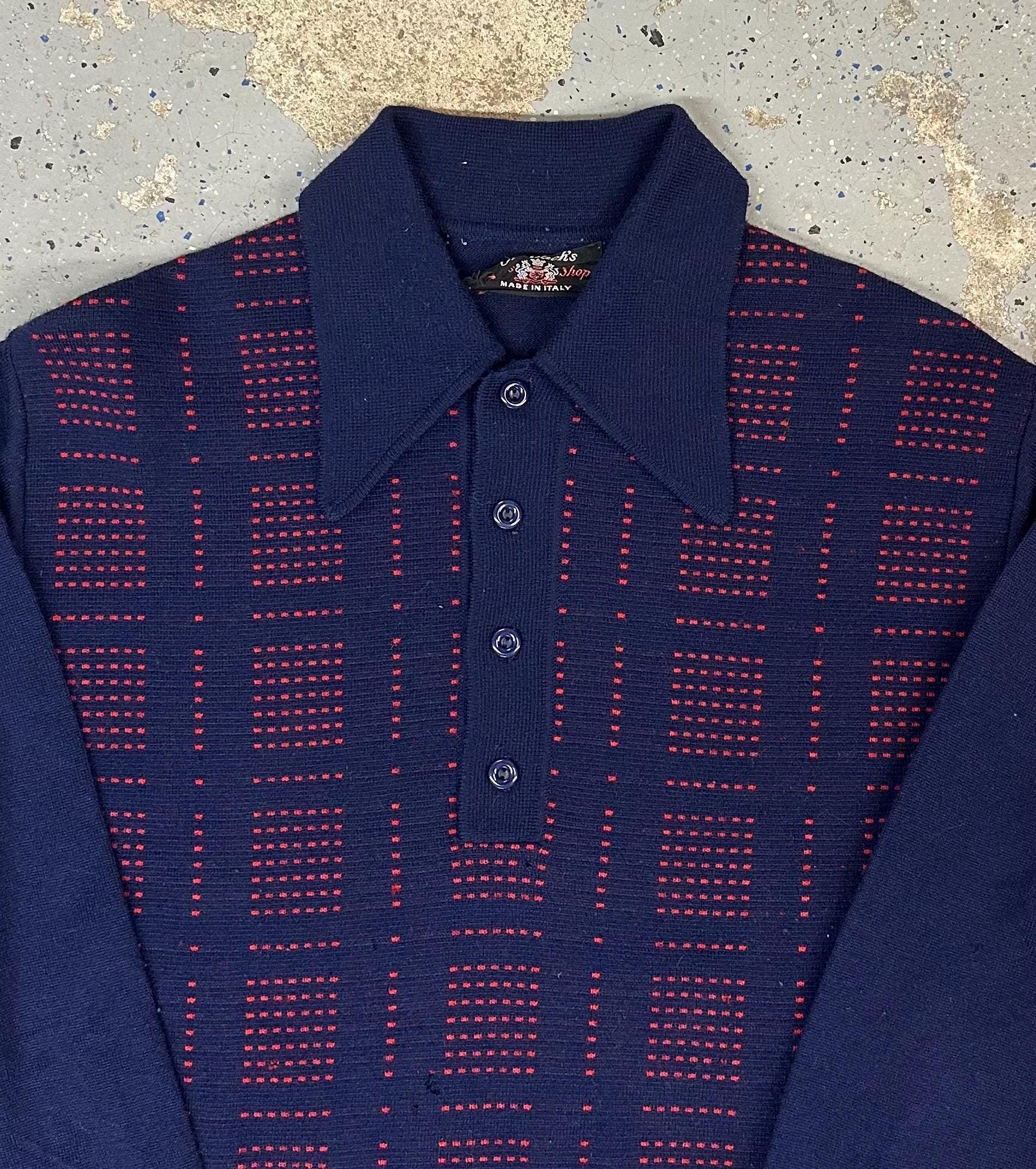 シャツ Powr House WOOL SHIRTS 1960s SH24145 Vintage 1960s Ohrbach's Men's Shop Navy Blue & Red Collared Long