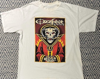 Maglietta grafica bianca vintage Y2K 2006 Ozzfest Ozzy Osbourne Tour