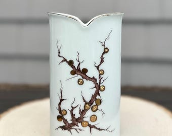 Jarrón de porcelana pintado a mano de Hutschenreuther, Alemania, de los años 90, diseño de árbol, 5,5"